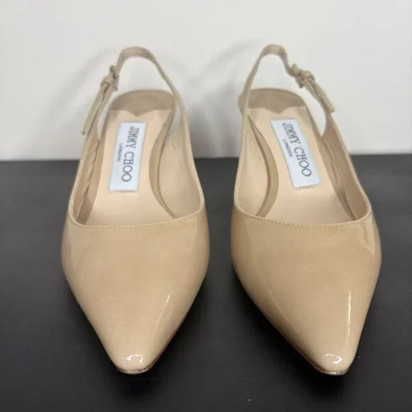Jimmy Choo Sling Back Patent Leather Nude 2“ Heels - Picture 2 of 8